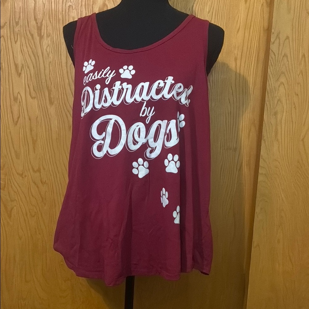 🎉SALE🎉 $5 or 3 for $10🎉Wound Up Red and White Dog Lover's Tank Top Clothing